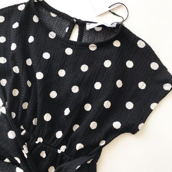 Zara NWT polka dot textured short sleeve  jumpsuit 6Y - Picture 2 of 5
